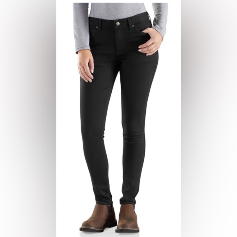 Women's Carhartt Onyx Black Slim Fit Skinny Leg Jeans Size 2R